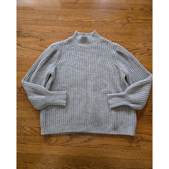 Boden Sweater Womens 14 Gray Wool Blend Chunky Knit Mock Neck - Picture 1 of 7